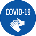 blue icon with COVID-19 text