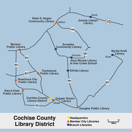 Cochise County Library District map